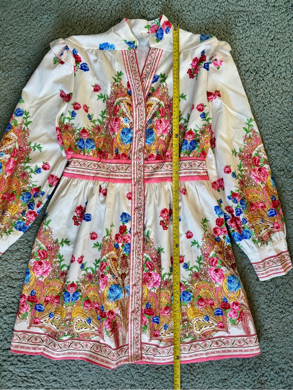SHEIN White Floral Paisley Mini Dress with Pink & Blue Accents - Picture 11 of 14